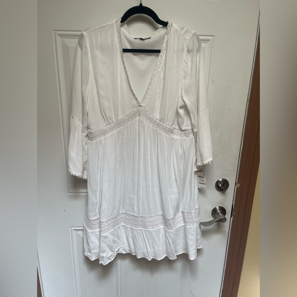 INC International Concepts White Long Sleeve Dress